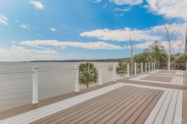 deck with a water view