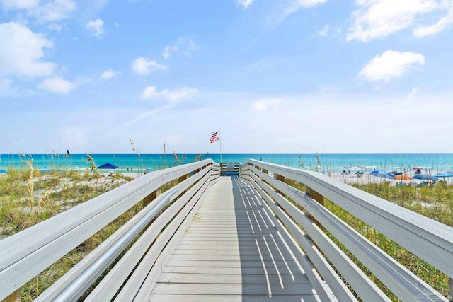 property view of water with a beach view