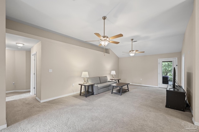 5661 Maggie Rose Cir, Milton, FL 32570 - carpeted living room featuring a ceiling fan and vaulted ceiling