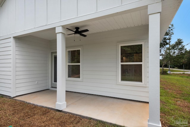 view of patio / terrace featuring a ceiling fan
