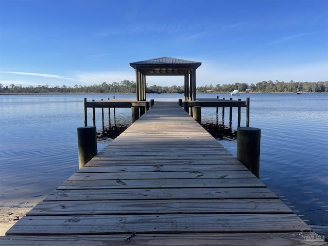 dock area featuring a water view