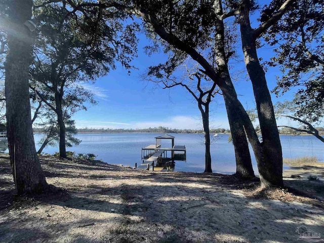 view of dock featuring a water view