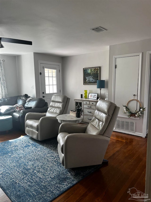 living room with hardwood / wood-style floors