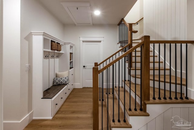 mudroom featuring light wood-type flooring