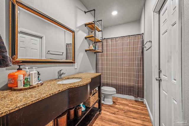 3720 Arbor Ridge Rd, Pace, FL 32571 - bathroom with vanity, wood finished floors, toilet, and curtained shower