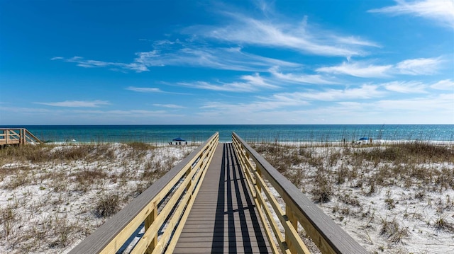 property view of water with a beach view