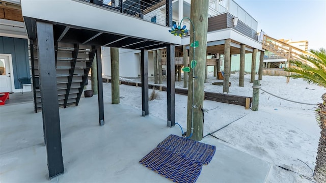 view of snow covered patio