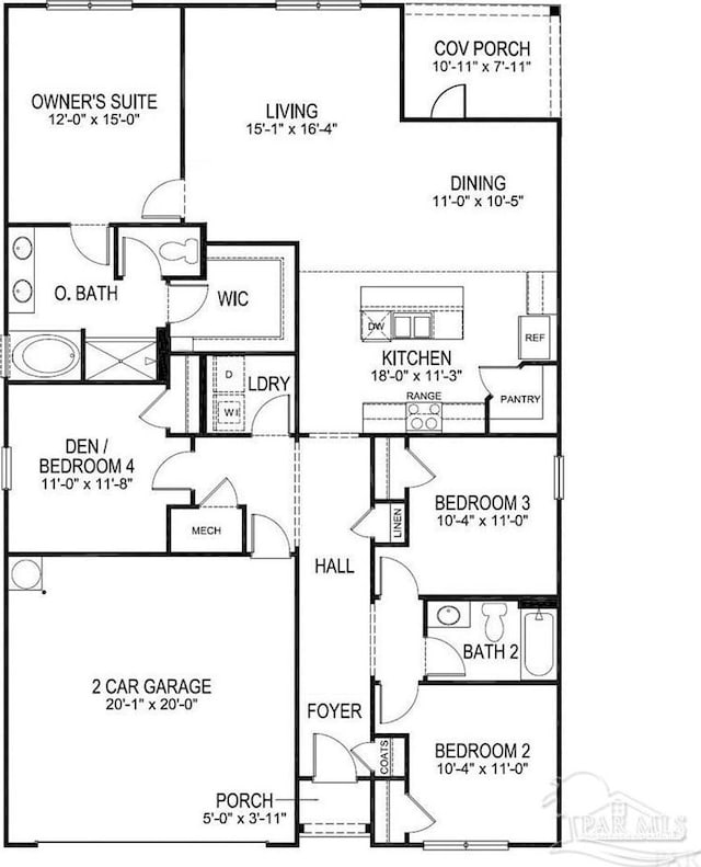 9453 Lutoo Ln, Pensacola, FL 32526 - home floor plan