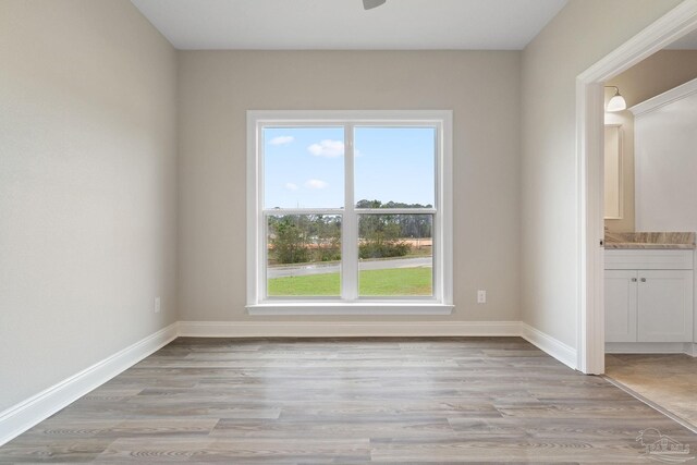 empty room with hardwood / wood-style floors