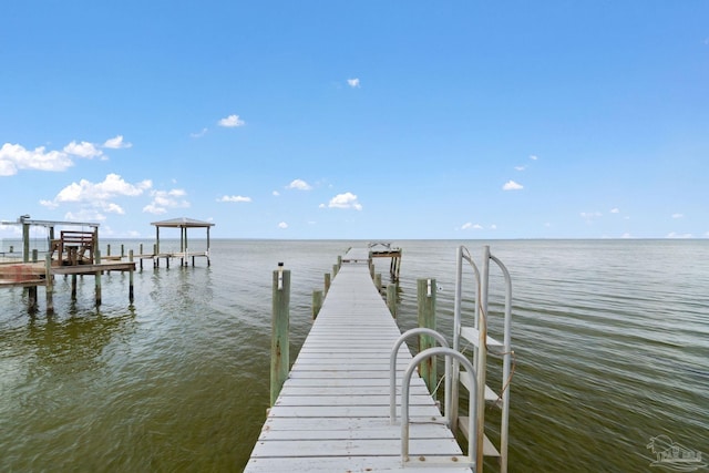 dock area featuring a water view