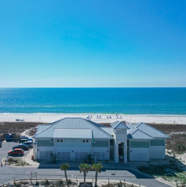 view of water feature featuring a beach view