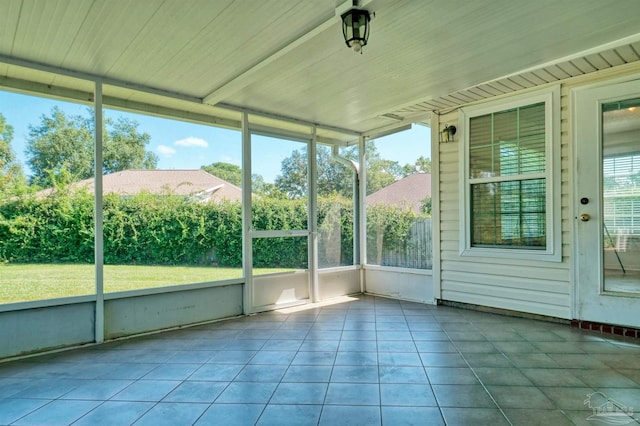 view of unfurnished sunroom