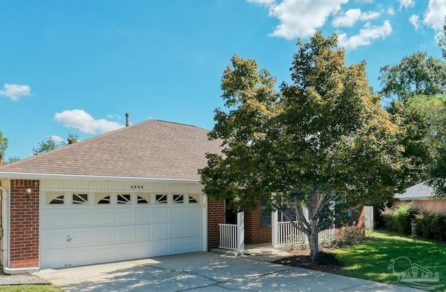 view of front of house featuring a front yard and a garage