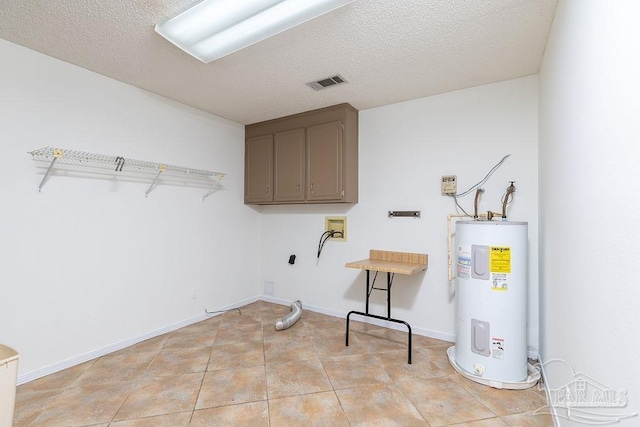 3117 Albert Ct, Pensacola, FL 32504 - washroom with electric dryer hookup, visible vents, cabinet space, hookup for a washing machine, and water heater