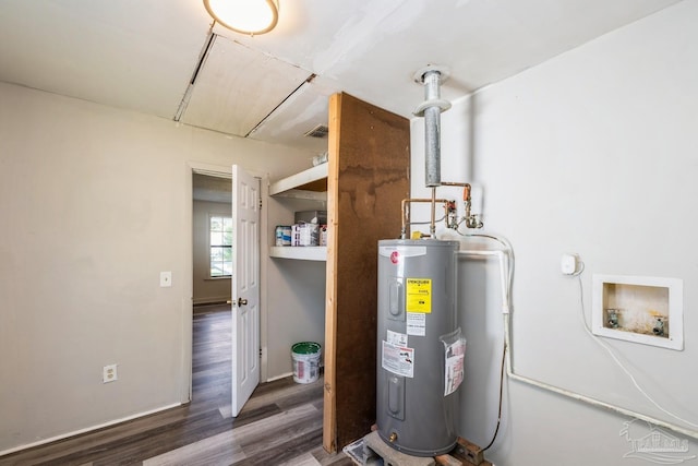 utility room with electric water heater