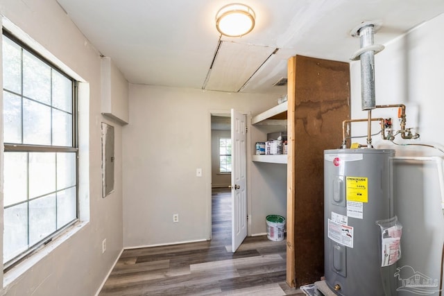 utility room featuring electric water heater and electric panel