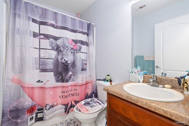 6819 Old W Ln, Milton, FL 32570 - full bath with toilet, vanity, and a shower with shower curtain