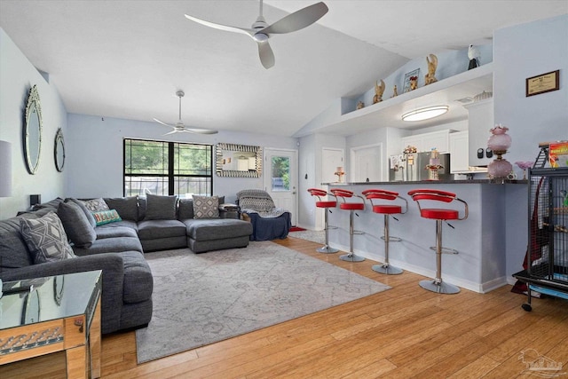 6819 Old W Ln, Milton, FL 32570 - living area with ceiling fan, light wood-type flooring, and vaulted ceiling