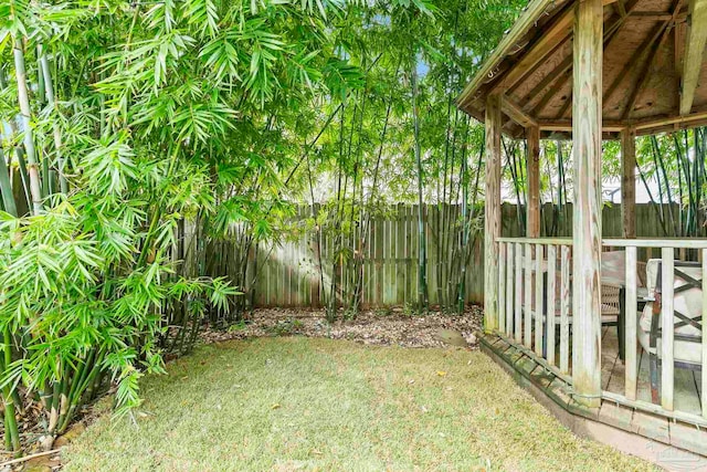 view of yard with a gazebo