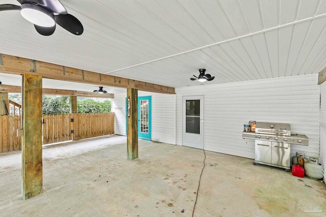 view of patio / terrace with grilling area and ceiling fan