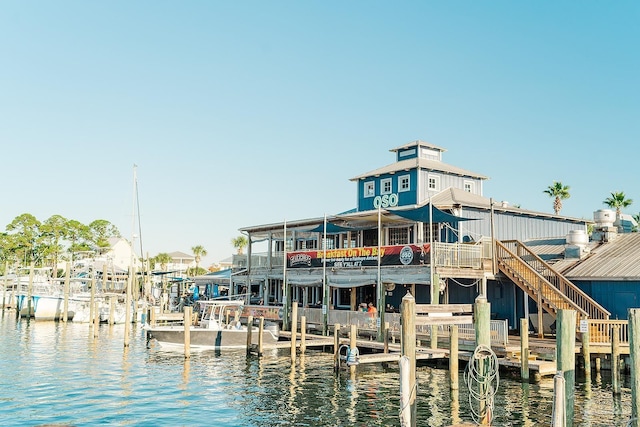 view of dock featuring a water view