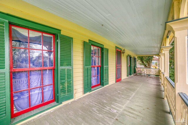 deck with a porch