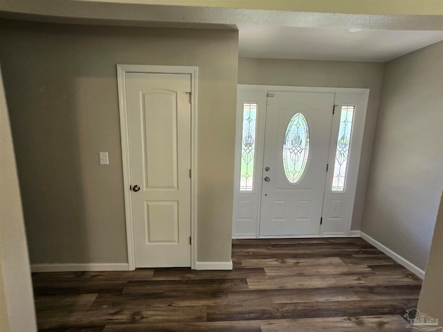 foyer entrance with dark hardwood / wood-style flooring