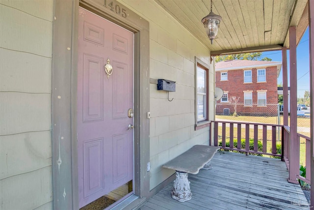 entrance to property with a porch