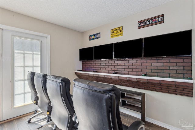 office area featuring a textured ceiling