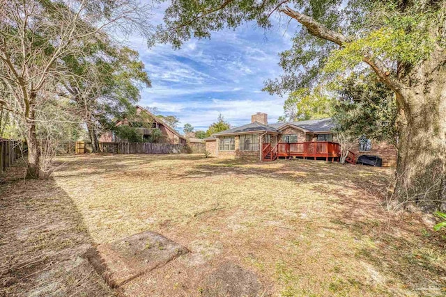 view of yard featuring a deck