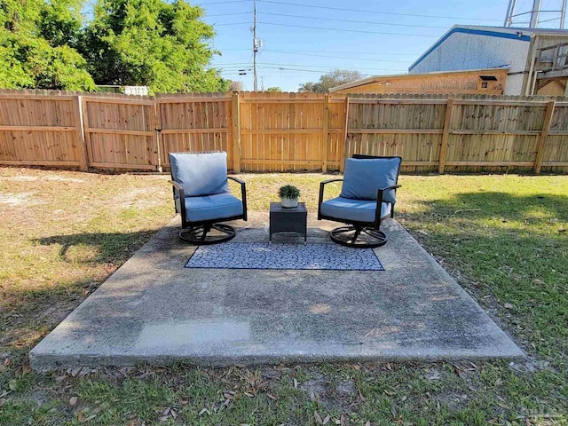 view of patio featuring a fenced backyard