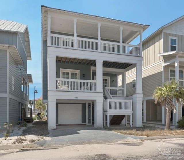 coastal home with a garage