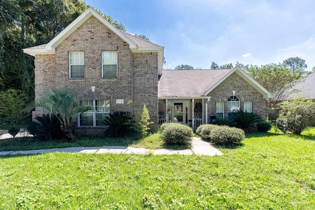 view of property with a front lawn