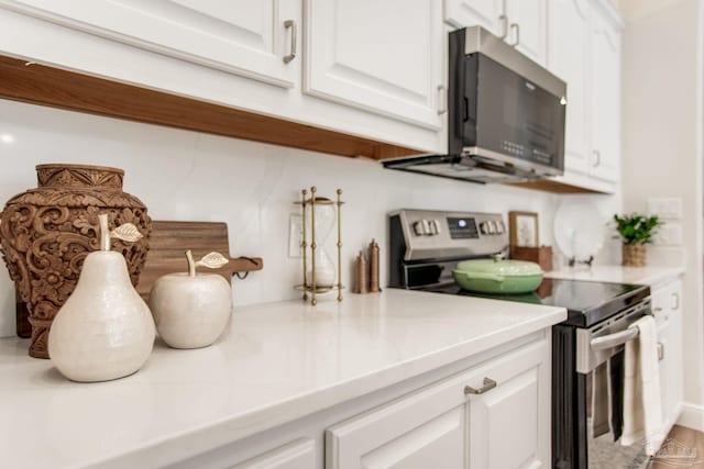 kitchen with light countertops, white cabinetry, and stainless steel appliances