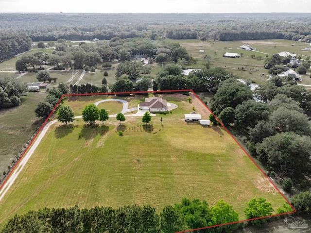 bird's eye view featuring a rural view