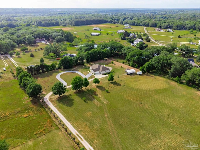 drone / aerial view with a rural view