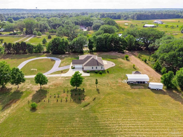 drone / aerial view with a rural view