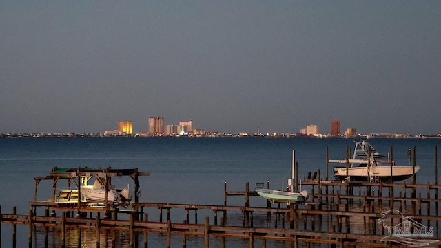 view of dock featuring a water view