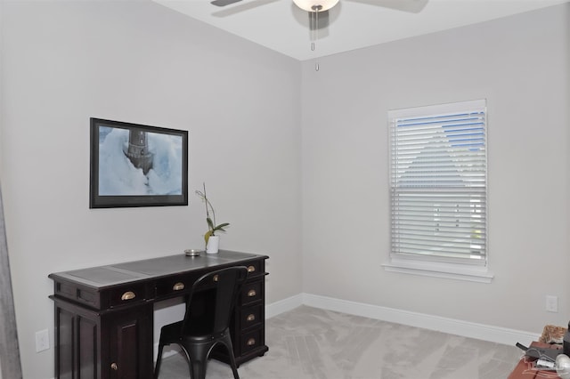 9668 Nature Creek Blvd, Pensacola, FL 32526 - home office with a ceiling fan and light carpet