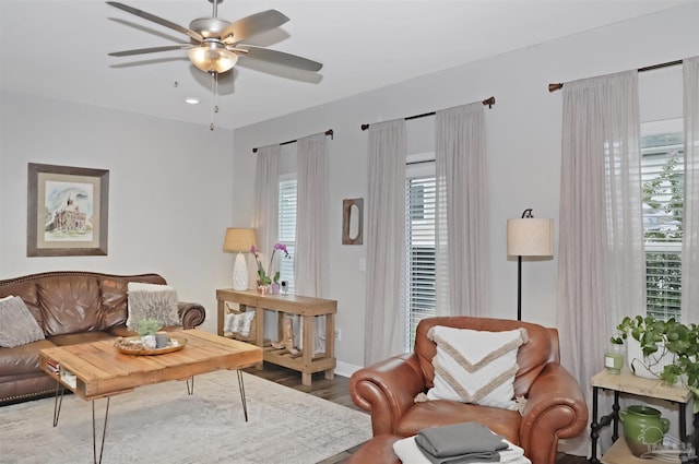 9668 Nature Creek Blvd, Pensacola, FL 32526 - living area featuring healthy amount of natural light, ceiling fan, and wood finished floors