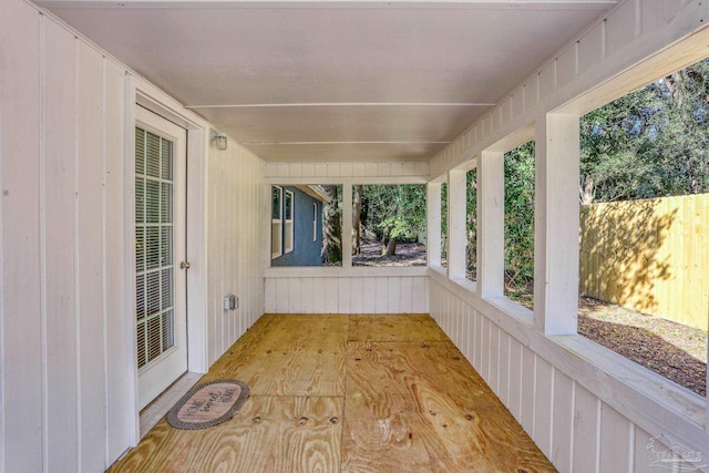 view of unfurnished sunroom