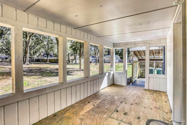 view of unfurnished sunroom