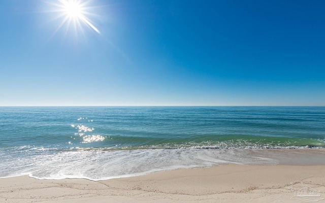 property view of water featuring a beach view