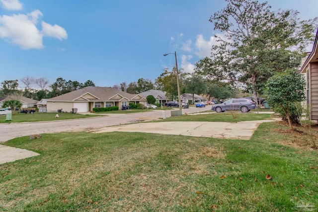 view of yard featuring concrete driveway