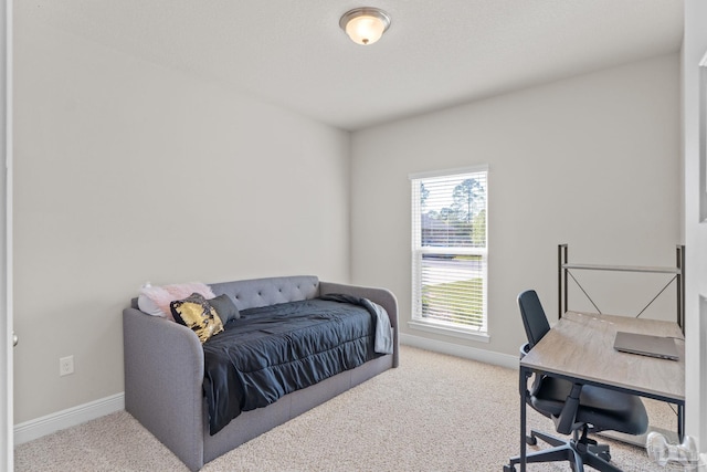 home office featuring carpet flooring and baseboards