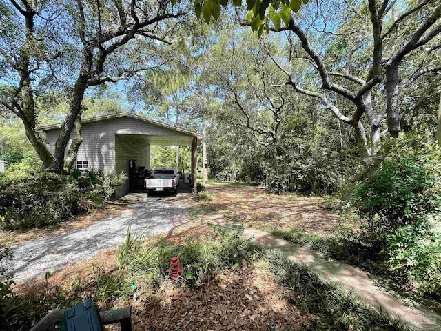 view of yard with a carport