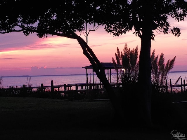 view of dock featuring a water view