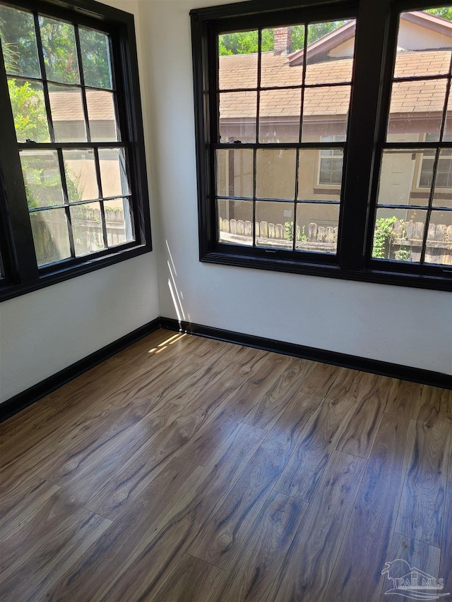 unfurnished room with wood-type flooring