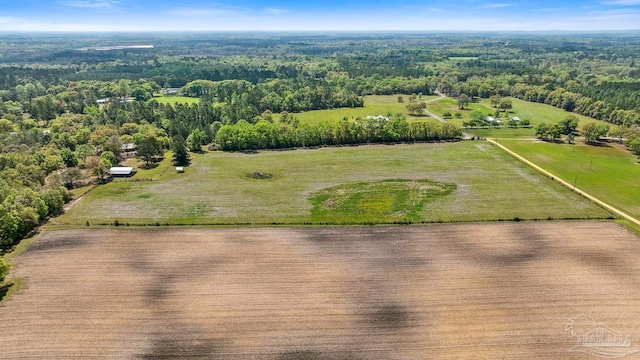 birds eye view of property with a rural view