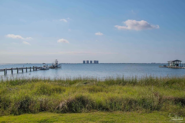 view of dock featuring a water view